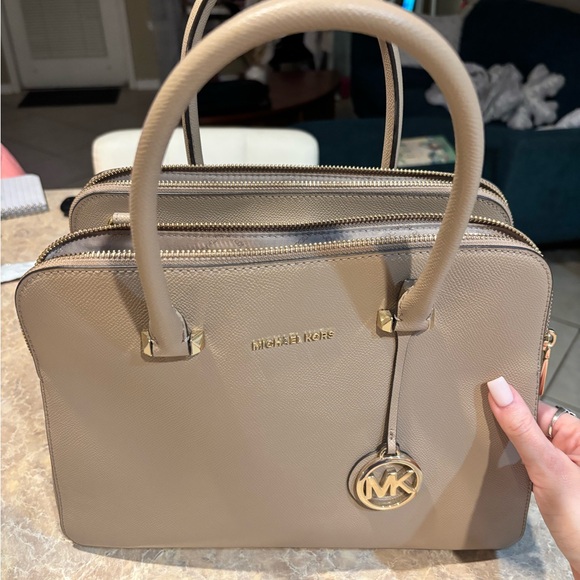 Michael Kors Beige Leather Satchel - Picture 2 of 4
